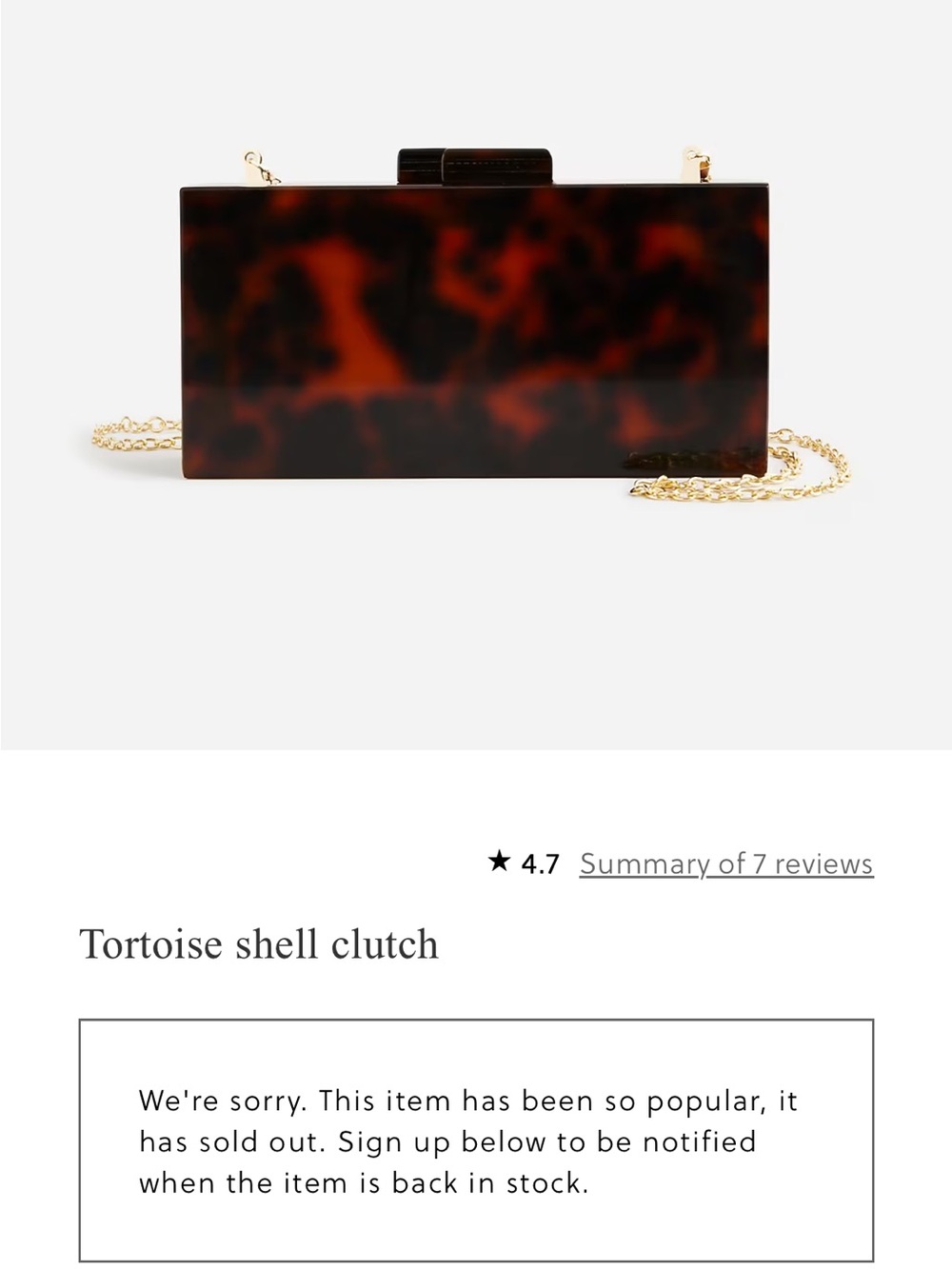 J. Crew Tortoise shell clutch